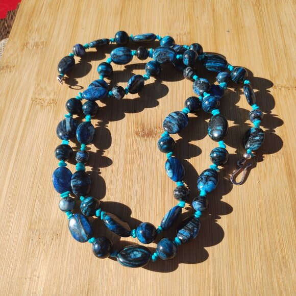 Jay King DTR blue Plume and Turquoise 43" Necklace 925 Sterling Silver, - Picture 14 of 16